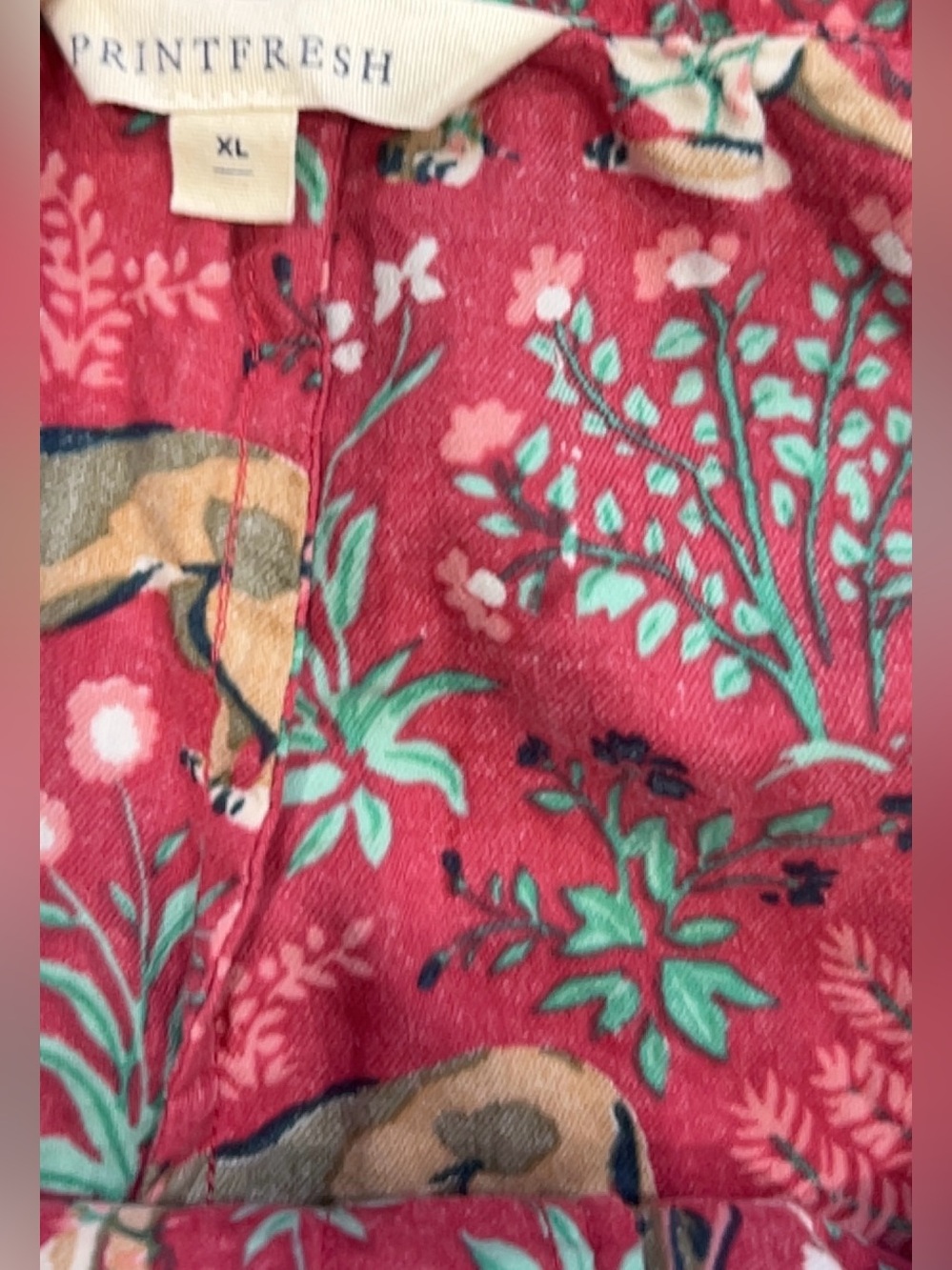 Printfresh Womens XL Red Green Dog Print Organic Cotton Pajama Sleep Shorts - Picture 6 of 13
